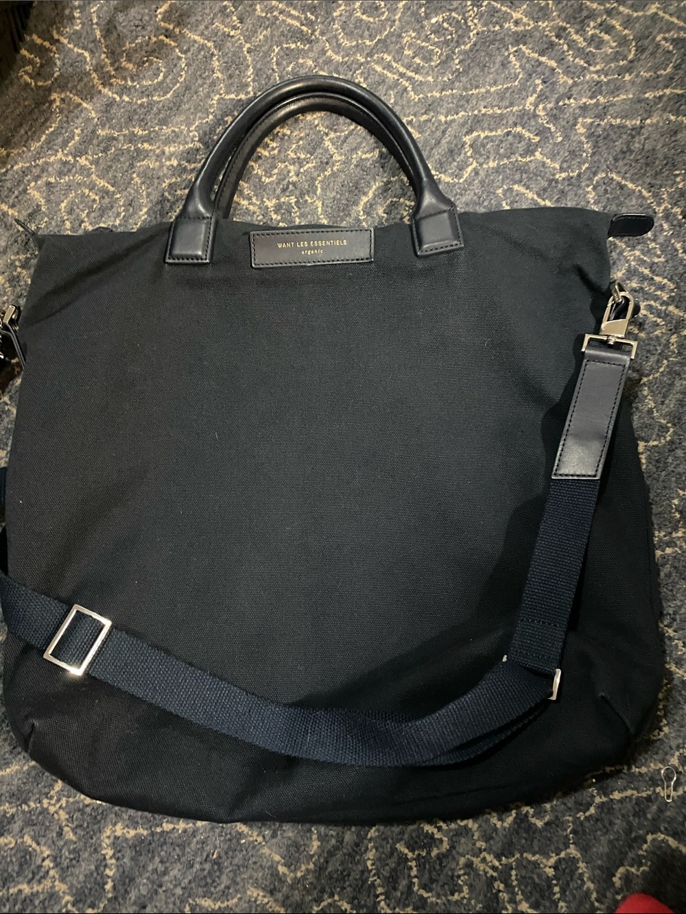 WANT Les Essentiels Black Canvas  Tote with Leather Handles